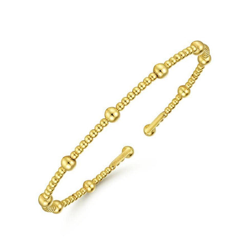 Gabriel & Co. Bracelets 14K Yellow Gold Flexible Beaded Bangle